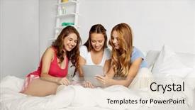  Presentation with pajama - Beautiful presentation design featuring girls with tablet pc computer backdrop and a lemonade colored foreground