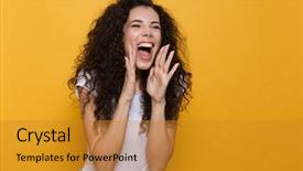  Presentation with microwave imaging image of modern - Slide deck enhanced with girly - image of screaming excited young background and a gold colored foreground