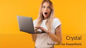  Presentation with yellow - PPT layouts having girly - portrait of a shocked young background and a gold colored foreground