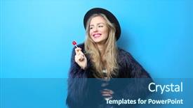  Presentation with lollipop - Presentation theme having girly - young cool woman with lollipop background and a ocean colored foreground