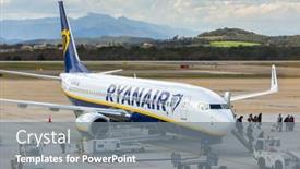  Presentation with ryanair - Presentation theme with girona-spain-march-29-2018 background and a gray colored foreground