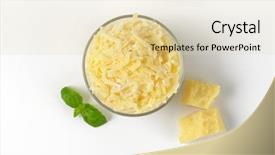  Presentation with white cheese - Theme consisting of gitter - bowl of grated parmesan cheese background and a lemonade colored foreground