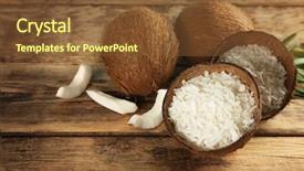  Presentation with coconut shell - Presentation theme consisting of gitter - grated coconut in shell background and a tawny brown colored foreground
