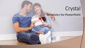  Presentation with give - Slide deck having give away - couple sitting on floor together background and a  colored foreground