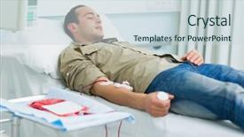 Presentation with hospital bed - PPT layouts consisting of give away - transfused patient lying background and a  colored foreground