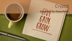  Presentation with personal development - Amazing theme having give-gain-and-grow-business backdrop and a coral colored foreground