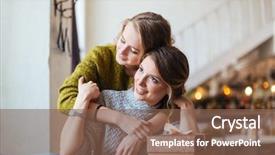  Presentation with boxing woman and a tawny - Cool new slides with give gift love - woman giving present box backdrop and a tawny brown colored foreground