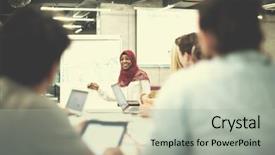  Presentation with twinkling stars art black - PPT theme with give information - young black muslim businesswoman giving background and a light gray colored foreground