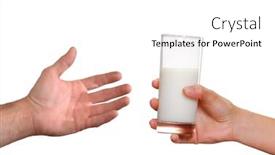  Presentation with teamwork volunteer charity help giving - Colorful slide set enhanced with give-milk-glass backdrop and a white colored foreground