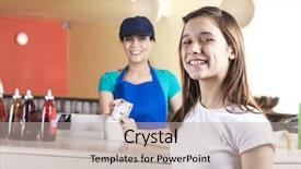  Presentation with ice cream colourful gelato flavors - Amazing PPT layouts having give money - happy girl giving dollar note backdrop and a mint green colored foreground