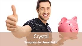  Presentation with giving - Slide deck consisting of give money - happy man giving a thumb background and a  colored foreground