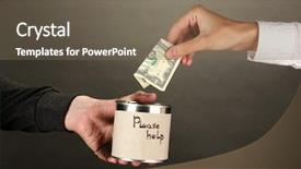  Presentation with homeless - Slides consisting of give money - helping the homeless on black background and a violet colored foreground