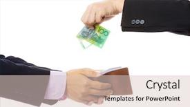  Presentation with give - Presentation theme featuring easter card with colorful eggs and pink tulips on wooden background view with copy space background and a dark gray colored foreground