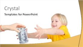  Presentation with give - Cool new theme with give-piggy-bank-to-boy backdrop and a white colored foreground