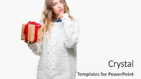  Presentation with blonde holding magnifying glass - Slides enhanced with give reason - beautiful young blonde woman holding background and a white colored foreground