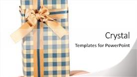  Presentation with box - Colorful presentation theme enhanced with give reason - female hand holding present box backdrop and a  colored foreground