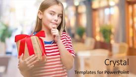  Presentation with girl christmas - Slides consisting of give reason - young beautiful girl giving christmas background and a coral colored foreground