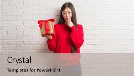  Presentation with brick wall - Beautiful theme featuring give reason - young chinese woman over brick backdrop and a  colored foreground