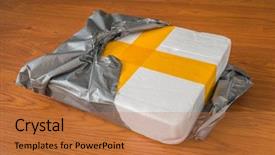  Presentation with packaging - Slides with give recieve - packaging foam box background and a coral colored foreground