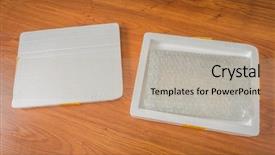  Presentation with cannabis packaging - Audience pleasing presentation design consisting of give recieve - packaging foam box backdrop and a  colored foreground