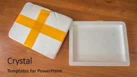  Presentation with packaging - Presentation theme having give recieve - packaging foam box background and a  colored foreground