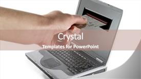  Presentation with credit card - Presentation theme featuring pointing on spreadsheet background and a light blue colored foreground