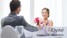  Presentation with holiday - Presentation design having give recieve - restaurant couple and holiday concept background and a light blue colored foreground