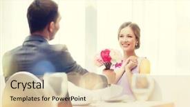  Presentation with holiday - Slide set consisting of give recieve - restaurant couple and holiday concept background and a lemonade colored foreground