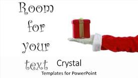 Presentation with christmas red - Theme consisting of give recieve - santa claus arm holds background and a white colored foreground