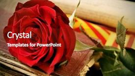  Presentation with old book - Slide deck featuring give red roses and books background and a tawny brown colored foreground