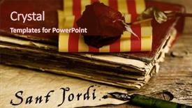  Presentation with old paper pen - Audience pleasing PPT layouts consisting of give roses and books backdrop and a tawny brown colored foreground