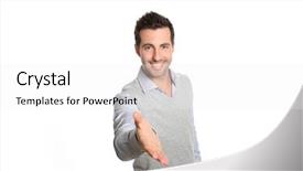  Presentation with giving - Colorful PPT layouts enhanced with give thanks - closeup of man giving hand backdrop and a white colored foreground