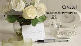  Presentation with fountain pen - Slide deck consisting of give thanks - love note with white roses background and a mint green colored foreground
