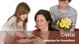  Presentation with mother son flowers - PPT layouts with give thanks - mother receiving coffee and flowers background and a tawny brown colored foreground