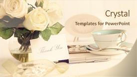  Presentation with romantic - Amazing PPT layouts having give thanks - thank you note on table backdrop and a cream colored foreground