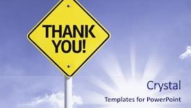  Presentation with thank - Presentation design enhanced with give thanks - thank you road sign background and a sky blue colored foreground