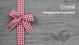  Presentation with anniversary - PPT theme enhanced with give thanks - top view of checked ribbon background and a gray colored foreground