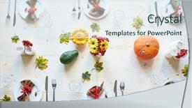  Presentation with give thanks - Slide deck having give thanks - top view of delicately decorated background and a sky blue colored foreground