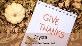  Presentation with give thanks - Slides featuring give thanks phrase - handwriting background and a coral colored foreground