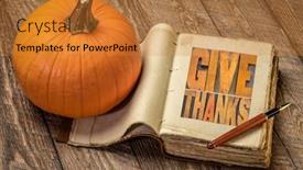  Presentation with give thanks - Audience pleasing presentation design consisting of give-thanks-word-abstract backdrop and a gold colored foreground