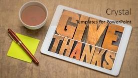  Presentation with give thanks - Slide set enhanced with give-thanks-word-abstract background and a coral colored foreground