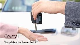  Presentation with man and woman - Beautiful presentation featuring give up - man giving car key backdrop and a lemonade colored foreground