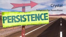  Presentation with give - Cool new presentation theme with give up - persistence sign with road background backdrop and a light blue colored foreground