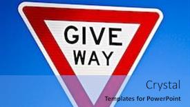  Presentation with give - Slide deck featuring give-way-sign background and a light blue colored foreground