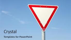  Presentation with give - Colorful PPT theme enhanced with give way traffic sign backdrop and a light blue colored foreground