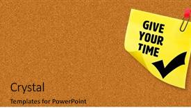  Presentation with give - Presentation design consisting of give your time against orange background and a  colored foreground