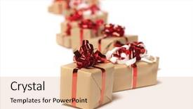  Presentation with gifts - Theme featuring giveaway - christmas gifts in a row background and a coral colored foreground