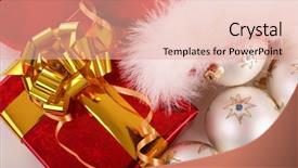  Presentation with gifs christmas - PPT theme consisting of giveaway - christmas tree decorations santa gifts background and a lemonade colored foreground