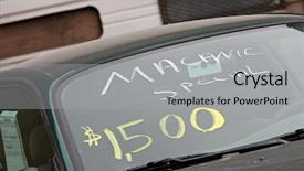  Presentation with special crime legal medicine - Presentation consisting of giveaway - used car advertised as macanic background and a light gray colored foreground