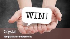  Presentation with win win - Beautiful PPT theme featuring giveaway - win written on a speechbubble backdrop and a coral colored foreground